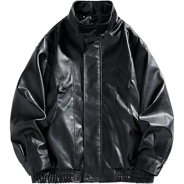 Mens Faux Leather Bomber Jacket 90s Vintage Biker Jackets 2024